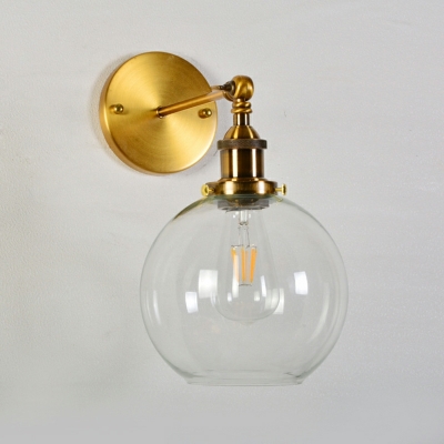 Industrial Wall Mounted Reading Lights Vintage Clear Glass for Bedroom