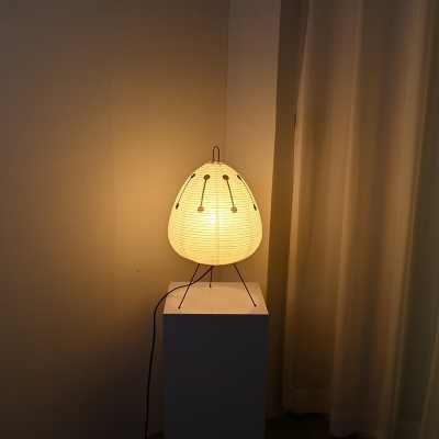 Japanese Style Creative Rice Paper Desk Lamp in White for Bedroom and Study