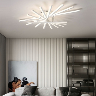 LED Nordic Minimalist Personality Line Ceiling Lamp in White for Living Room and Bedroom