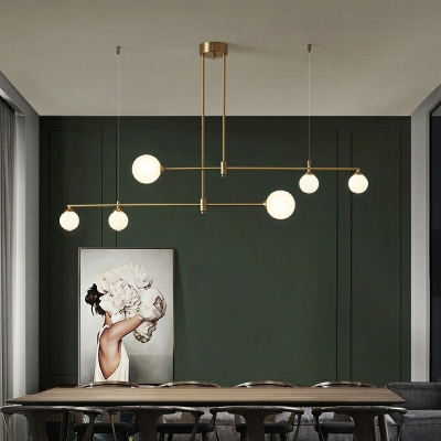 Modern Minimalist Glass Island Light with Copper Finish for Dining Room