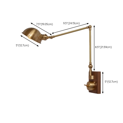 Nordic Metal Retractable Wall Lamp in Brass Color for Entrance and Bedroom
