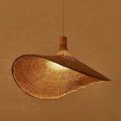 1 Light Contemporary Style Geometric Shape Rattan Commercial Pendant Lighting