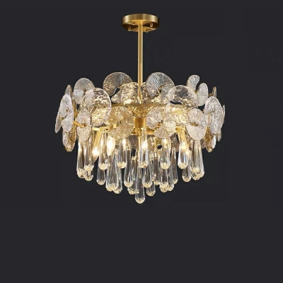 18 Light American Style Lotus Leaf Glass Chandelier Light for Living Room
