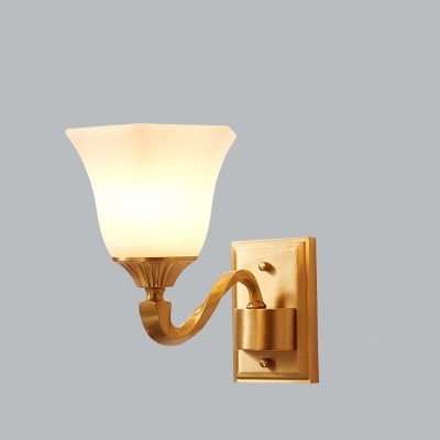 American Style Full Copper Wall Lamp with Glass Lampshade for Bedroom and Hallway