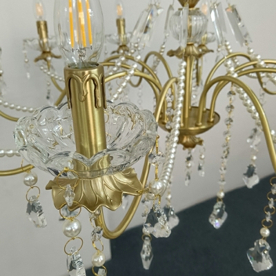 European Style Simple Crystal Shade Chandelier Light for Living Room