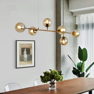 Industrial Style Simple Glass Shade Island Light for Living Room