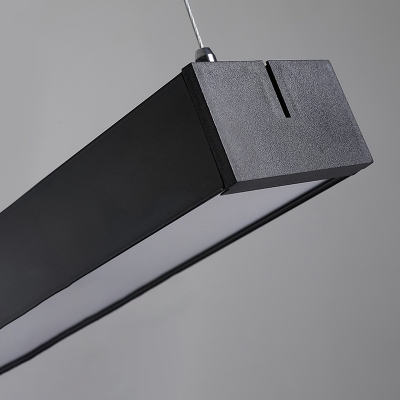 LED Simple Strip Black Pendant Light with White Light for Office and Restaurant
