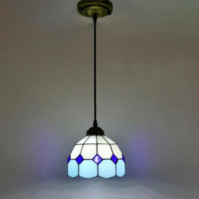 Mediterranean Stained Glass Pendant Light for Dining Room and Bedroom
