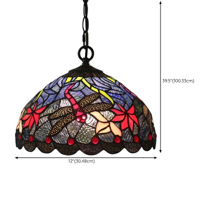 Tiffany Style Creative Dragonfly Pendant Light with Shade for Coffee Shop