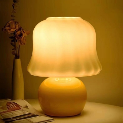 French Creative Glass Mushroom Table Lamp for Bedroom Decoration