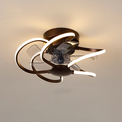 Modern Creative Aluminum LED Ceiling Fan Light for Bedroom and Living Room