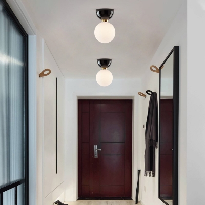 1 Light Nordic Minimalist Glass Ceiling Lamp for Corridors and Aisles