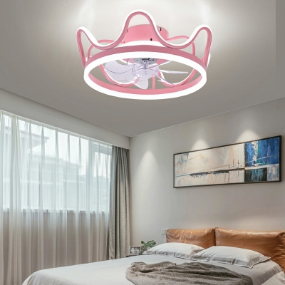 3 Lights Kids Style Crown Shape Metal Flush Mount Ceiling Chandelier