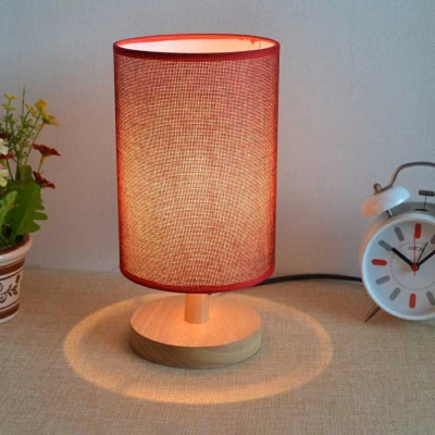 Modren Simple Wood Creative Round Shade Table Lamp for Living Room