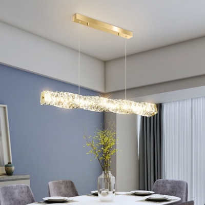 Nordic Light Luxury Strip Crystal Island Lights LED for Restaurants and Bars