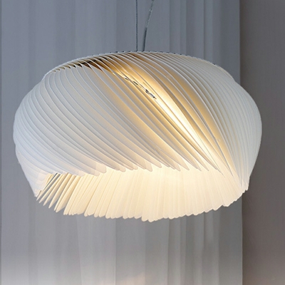 Drum Fabric Suspended Lighting Fixture Modern for Living Room