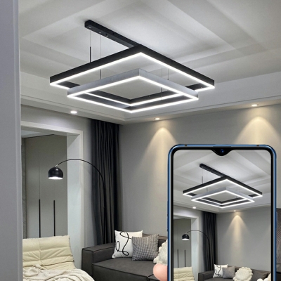 Modren Simple LED Adjustable Rectangle Chandelier Light for Living Room