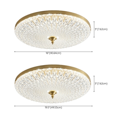 All-copper Flush Mount Ceiling Lights Luxury Traditional Lighting Round for Bedroom
