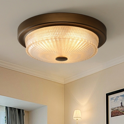 Cylindrical Traditional Flush Mount Ceiling Light Glass for Bed Room