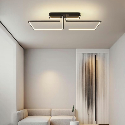 Geometric Frame Modern Semi Flush Mount Metal for Living Room