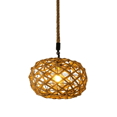 Industrial Unique Shape 1 Light Down Lighting Pendant with Rope for Dining Room