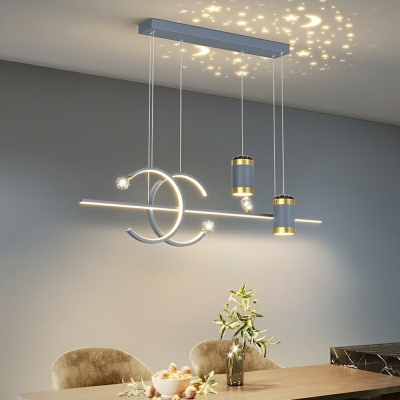 Modern Unique Shape 5 Lights Metal Island Chandelier Lights for Living Room