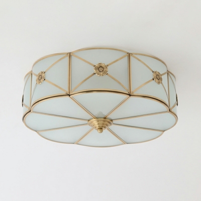 Traditional Style Simple Shape Glass Flush Mount Chandelier for Bed Room