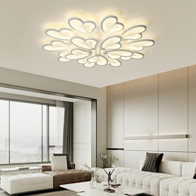 Unique Shape Modern Metal Flush Ceiling Light Fixtures in White for Dining Room