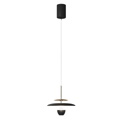 Modern Round Metal LED Pendant Light Fixture with Hanging Cord for Bedroom