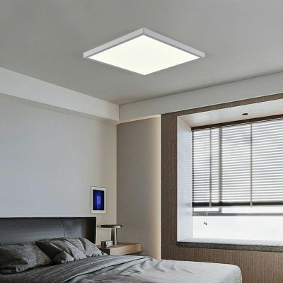 Modern Style Simple Shape 1 Light Metal Flush Ceiling Light in White for Living Room