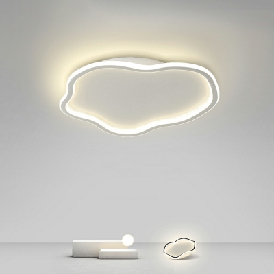 Modern Style Unique Shape 1 Light Flush Mount Chandelier in White for Bed Room