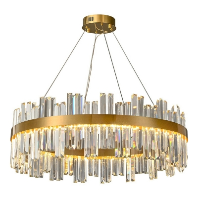 Modern Unique Shape 1 Light Crystal Ceiling Hung Fixtures in Gold for Dining Room