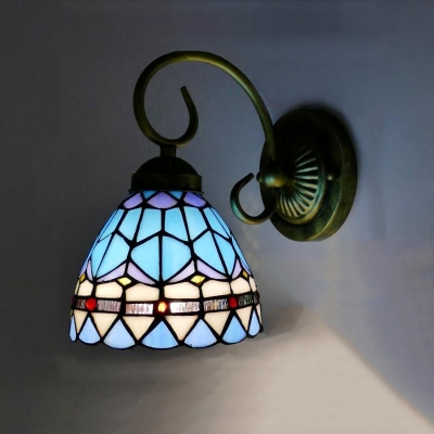 Multi-Color Glass Tiffany Vanity Lights with Flower and Dragonfly Patten