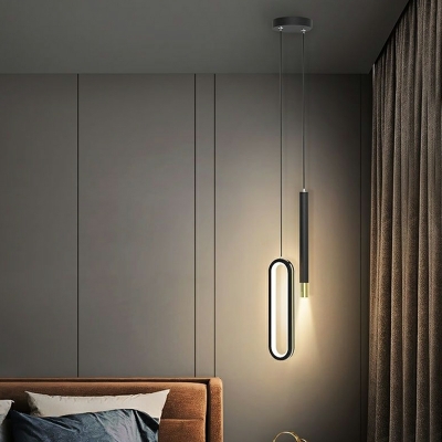Oval Modern Down Lighting Pendant Metal 1 Light for Living Room
