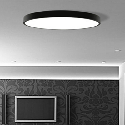 Round Modern Flush Mount Ceiling Light Black Acrylic for Living Room