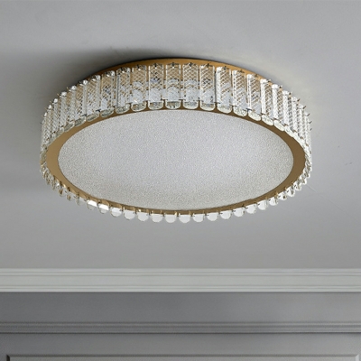 Round Modern Flush Mount Lighting Fixtures Crystal for Living Room