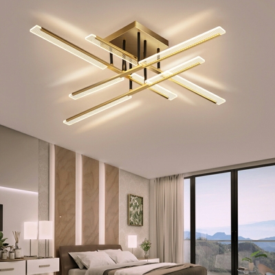 Strips Modern Flush Mount Ceiling Light Fixture Metal for Living Room