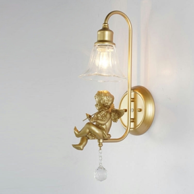 Armed Clear Glass Wall Sconce Lights Kids 1 Light for Bed Room