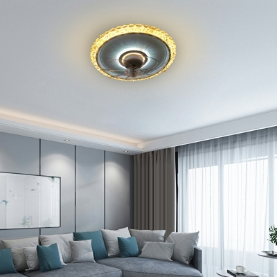 Modern Round Shape 2 Lights Acrylic Ceiling Fan Light for Living Room