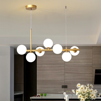 Modern Simple Spherality Glass Shade Strip Island Lamp for Living Room