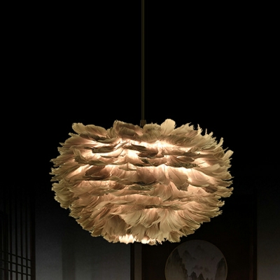 Modern Unique Shape 1 Light Feather Hanging Lamp Kit for Dining Room