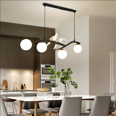 Modern Unique Shape 4 Lights Metal Island Chandelier Lights for Living Room