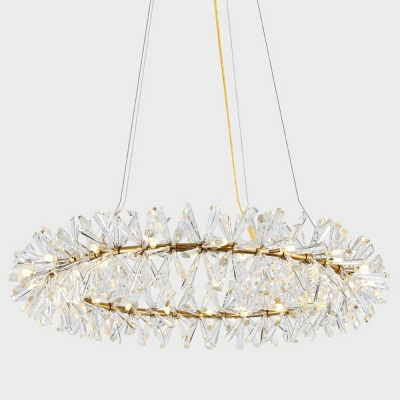 Round Modern Suspended Lighting Fixture Crystal for Bed Room