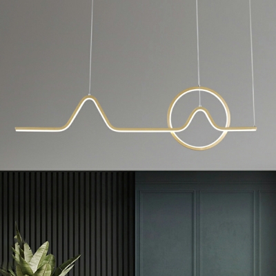 Modern Line Shape 2 Lights Metal Island Chandelier Lights for Living Room