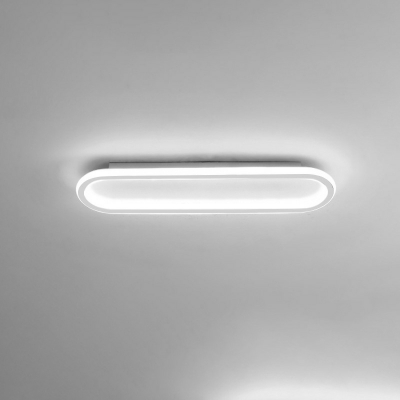 Modern Oval Shape 1 Light Metal Flush Ceiling Light Fixture in White for Dining Room