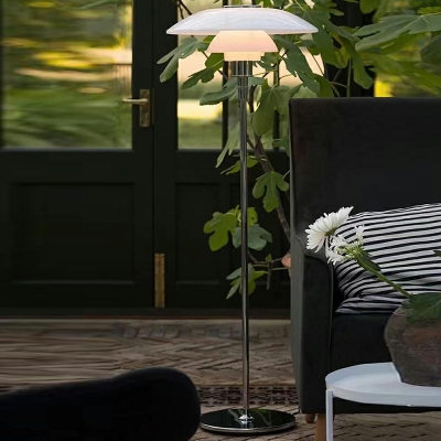 Modern Style White Glass Shade Floor Lamp in Silver Finish for Living Room