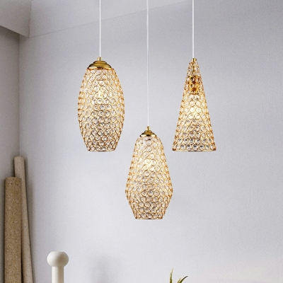Modern Unique Shape Crystal Down Lighting Pendant for Dining Room