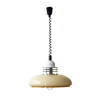 Beige Glass Modern Pendant Light Fixtures with Dome Shade for Living Room