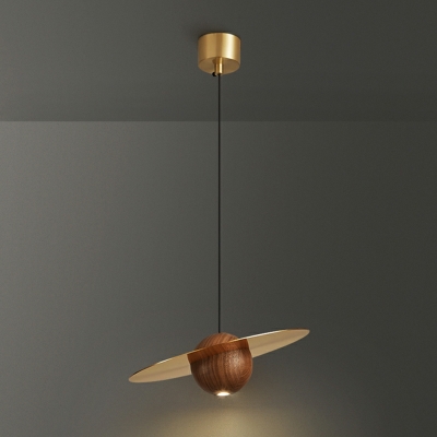 Globe Wood Pendant Lighting Fixture Modern 1-Light for Living Room