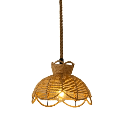 Industrial Unique Shape 1 Light Down Lighting Pendant with Rope for Dining Room